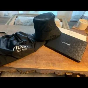 Prada Re-Nylon Black Bucket Hat Brand New Not worn Size Small + Box + Pouch! Prada Re-Nylon Bucket Hat in Black | eBay main image 3